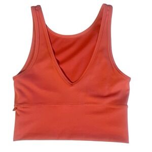 Lululemon Orange Built‎ In Bra Tank Top V Neck Activewear Crop Size 4 Or 6